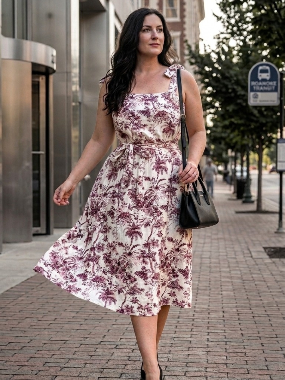 NWT LC Lauren Conrad Mauve Palm Toile  Kentucky Derby Midi Dress XL - Picture 2 of 16
